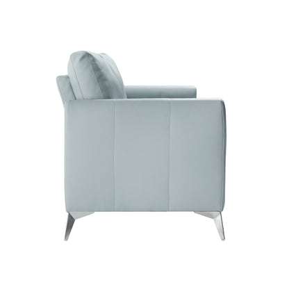 Noak 2-Seater Grey Faux Leather Sofa with Chrome Legs