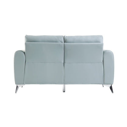 Noak 2-Seater Grey Faux Leather Sofa with Chrome Legs
