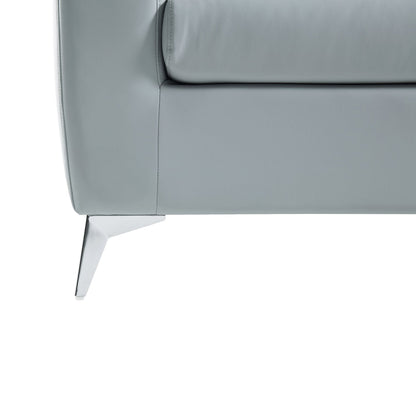 Noak 2-Seater Grey Faux Leather Sofa with Chrome Legs