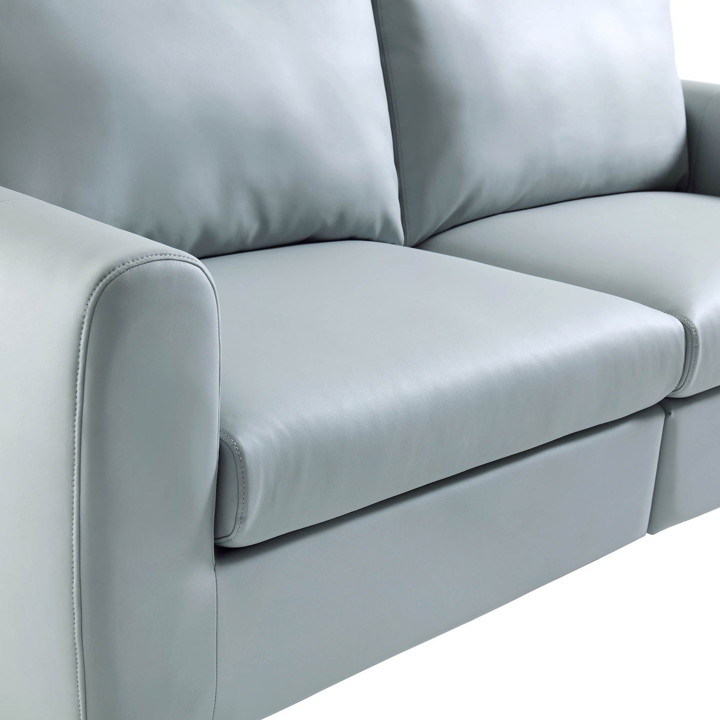 Noak 2-Seater Grey Faux Leather Sofa with Chrome Legs