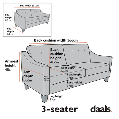 Harper 3-Seater Slope Arm Grey Woven Fabric Sofa