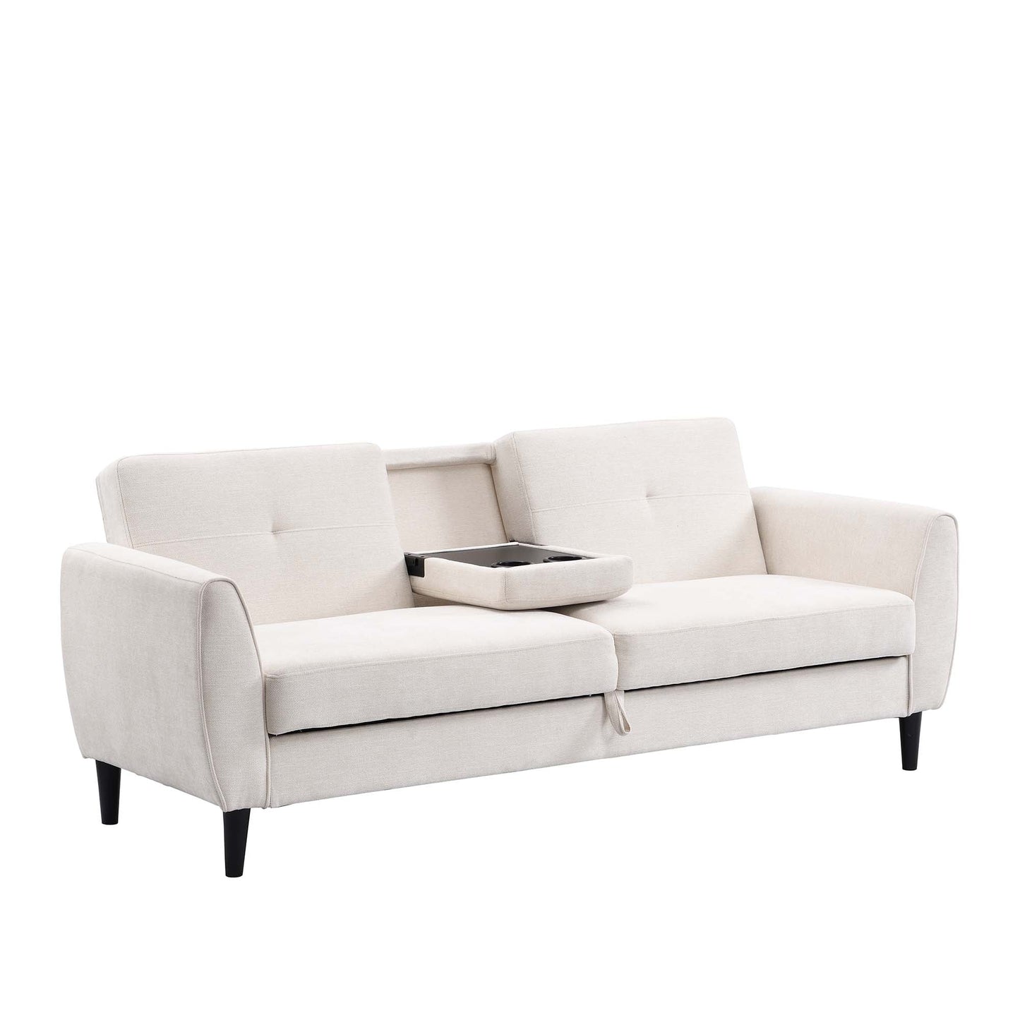 Latimer Beige Woven Fabric 3-Seater Storage Sofa Bed