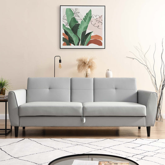 Latimer Grey Faux Leather 3-Seater Storage Sofa Bed