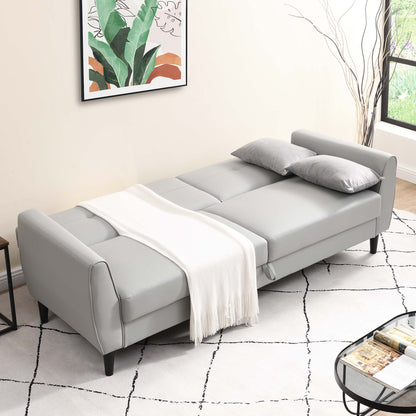 Latimer Grey Faux Leather 3-Seater Storage Sofa Bed
