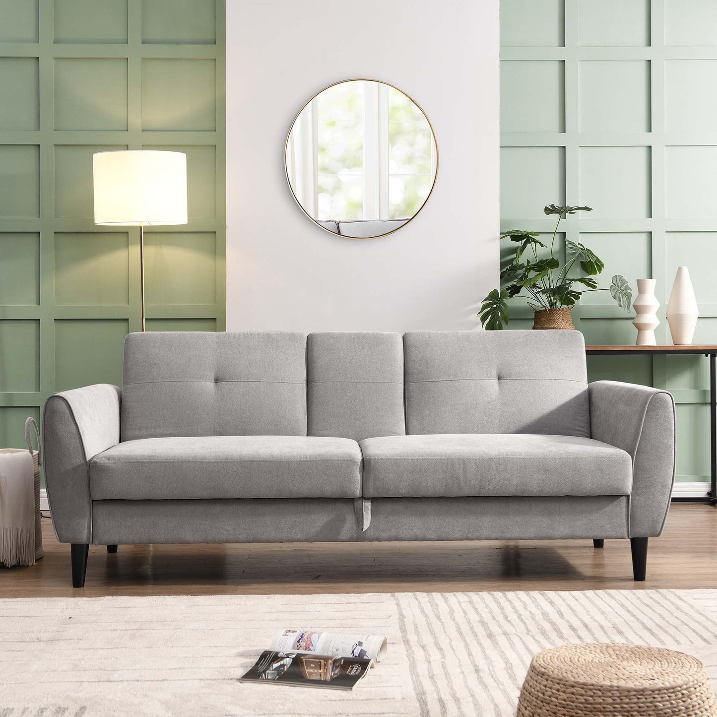 Latimer Light Grey Brushed Fabric 3-Seater Storage Sofa Bed
