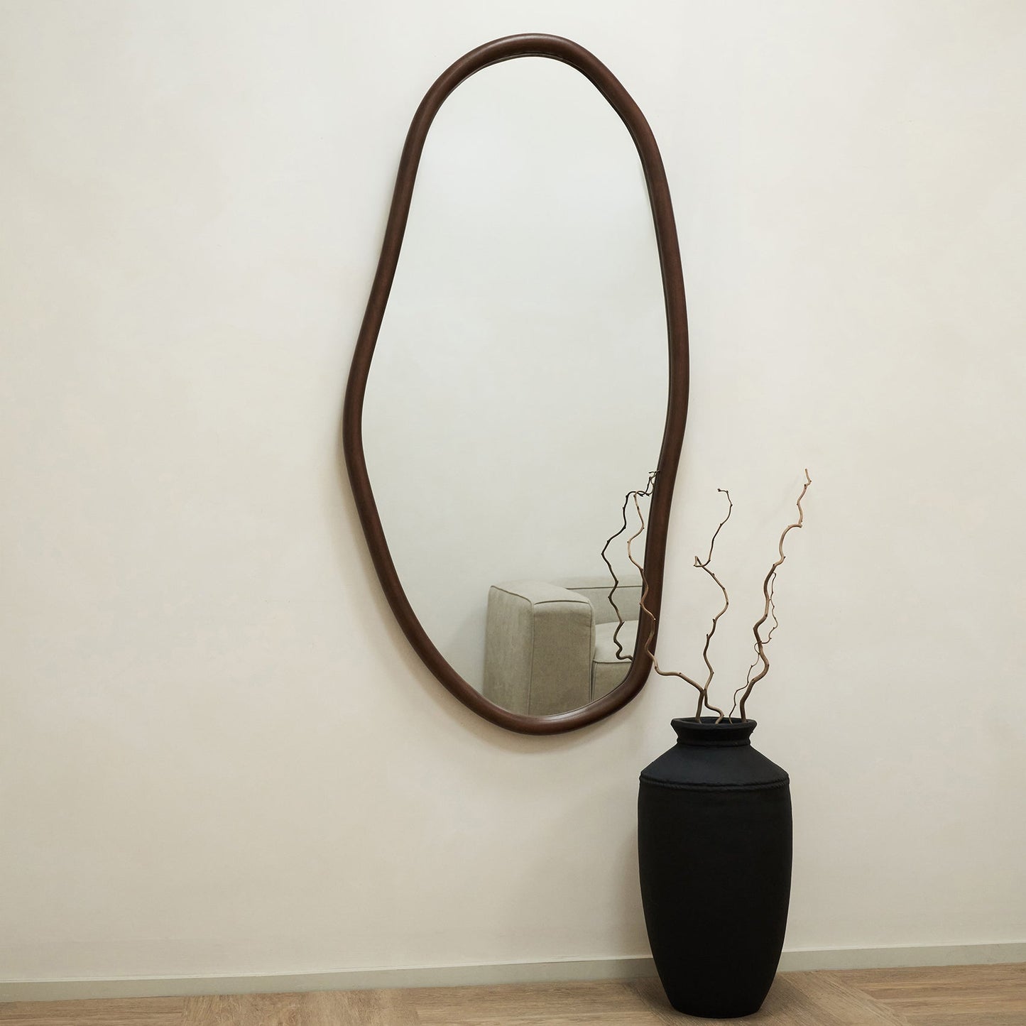 Aaliyah - Dark Wood Irregular Wall Mirror 150cm x 75cm
