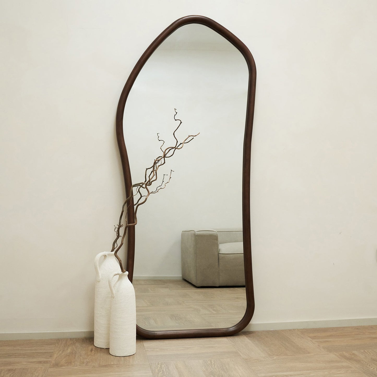 Aaliyah - Full Length Dark Wood Irregular Mirror 180cm x 80cm