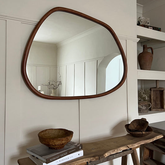 Aaliyah - Dark Wood Irregular Wall Mirror 110cm x 80cm