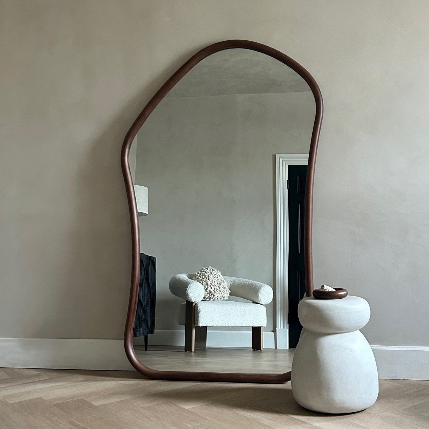 Aaliyah - Extra Large Full Length Dark Wood Irregular Mirror 180cm x 110cm