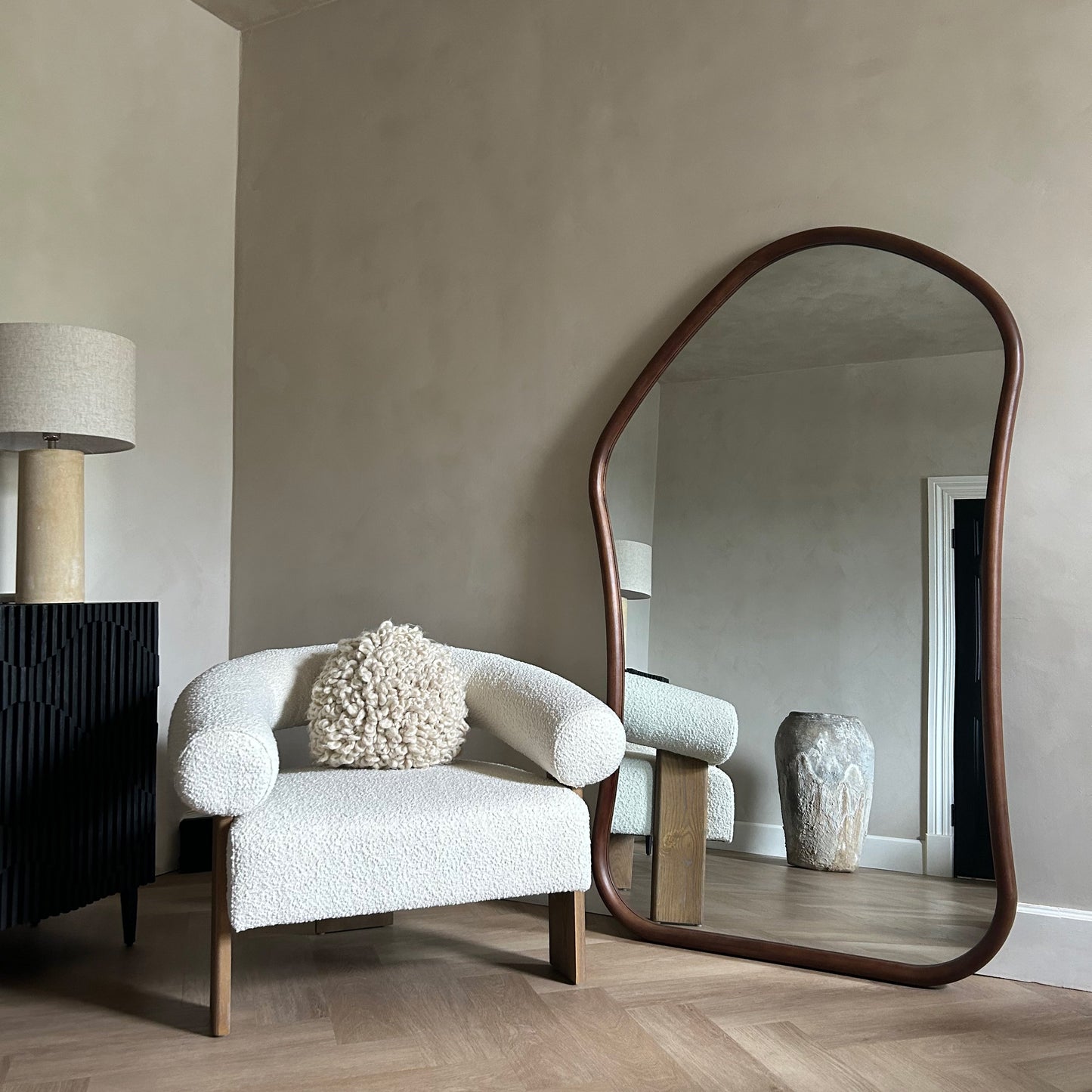 Aaliyah - Extra Large Full Length Dark Wood Irregular Mirror 180cm x 110cm
