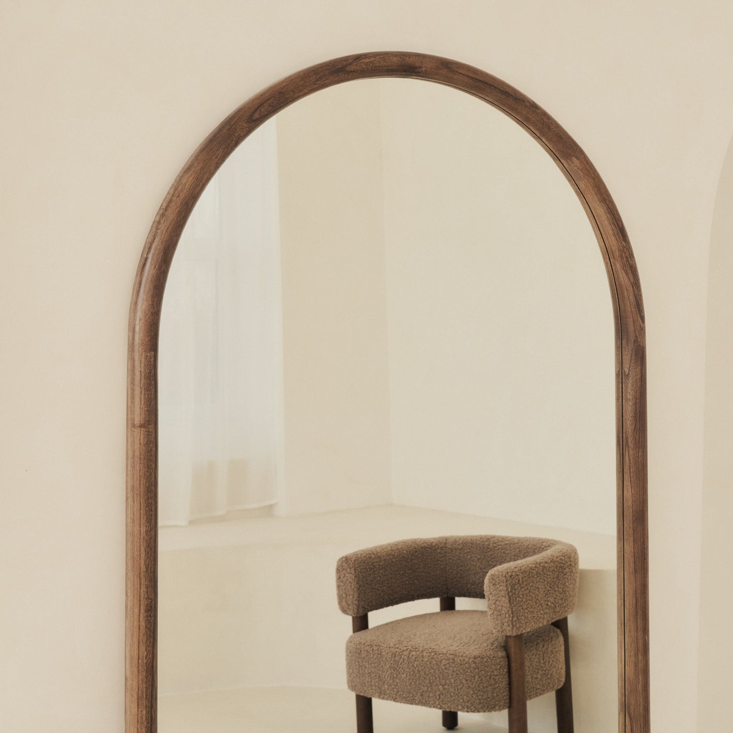 Amora - Full Length Large Arched Warm Wood Mirror 180cm x 90cm