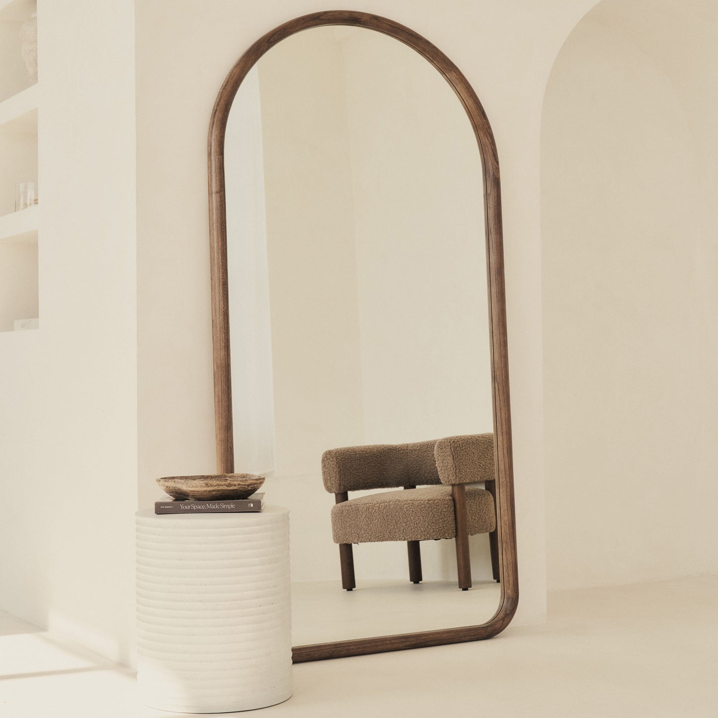 Amora - Full Length Large Arched Warm Wood Mirror 180cm x 90cm