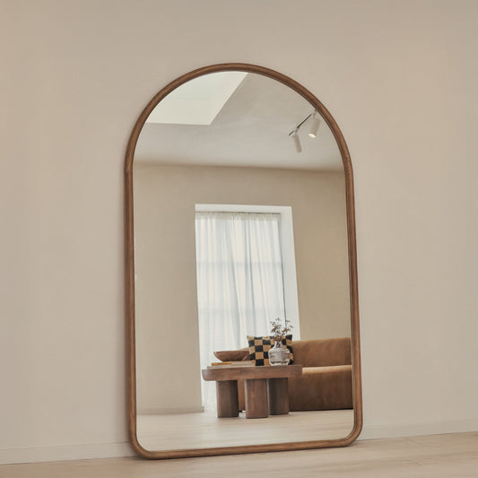 Amora - Full Length Extra Large Arched Warm Wood Mirror 200cm x 120cm