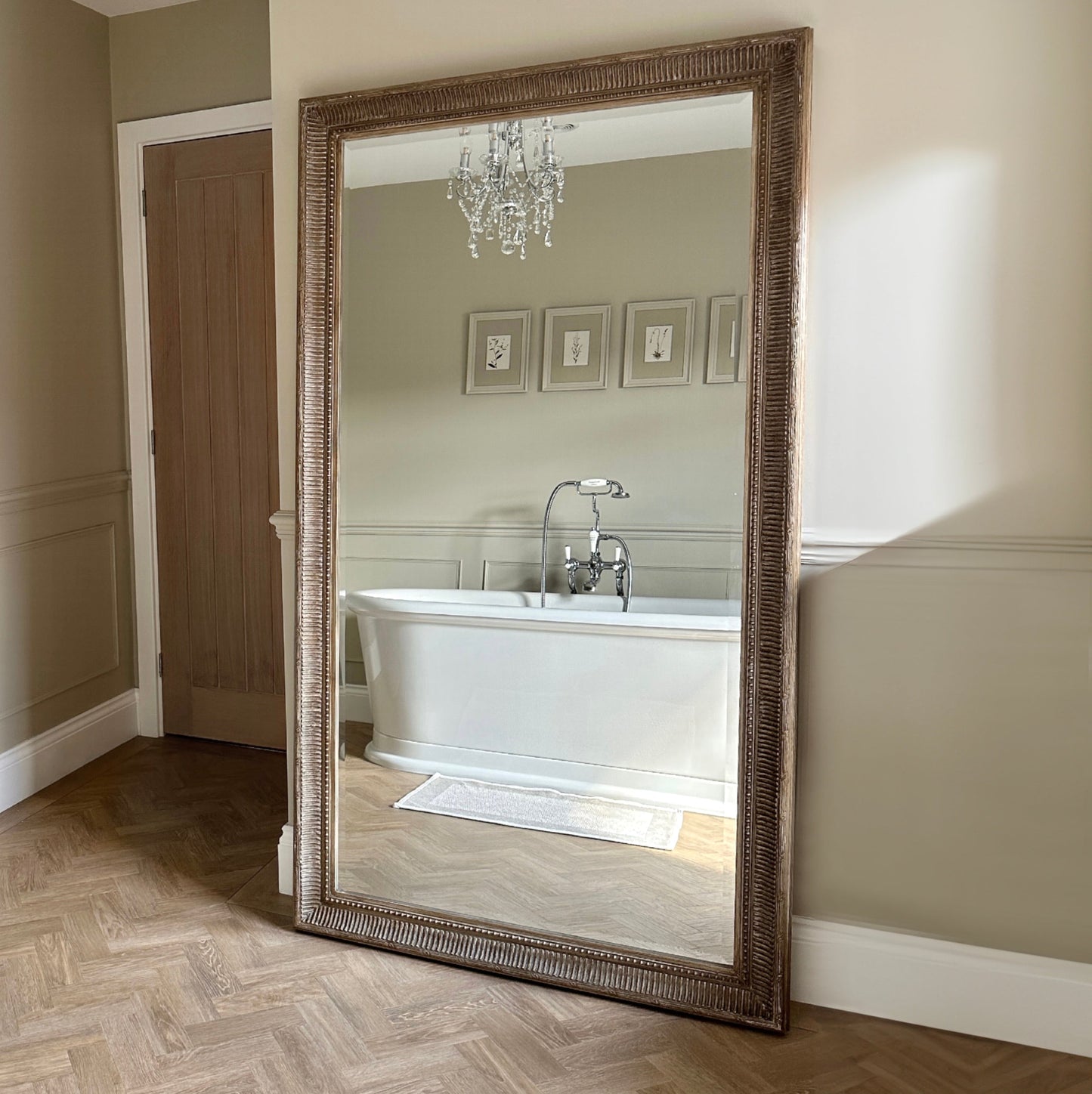 Antoine - Full Length Extra Large Washed Wood Rectangular Mirror 185cm x 100cm