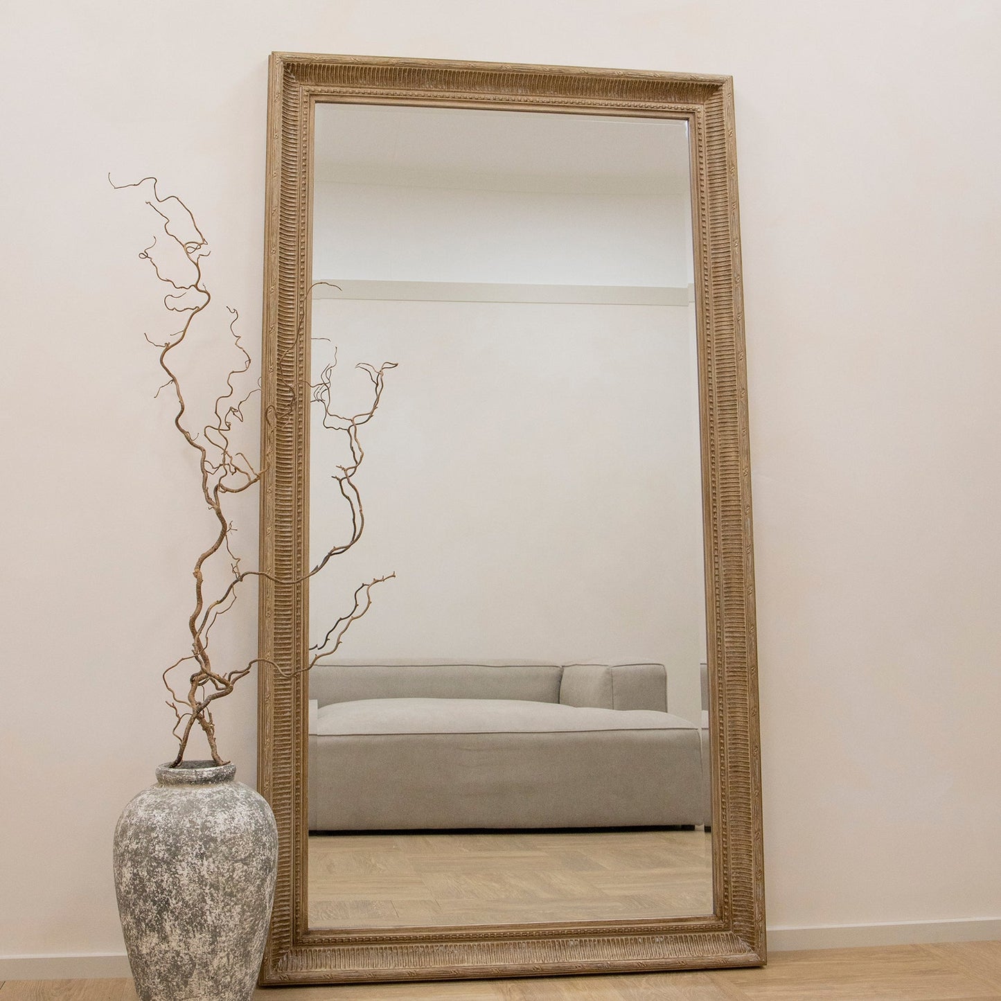 Antoine - Full Length Extra Large Washed Wood Rectangular Mirror 185cm x 100cm