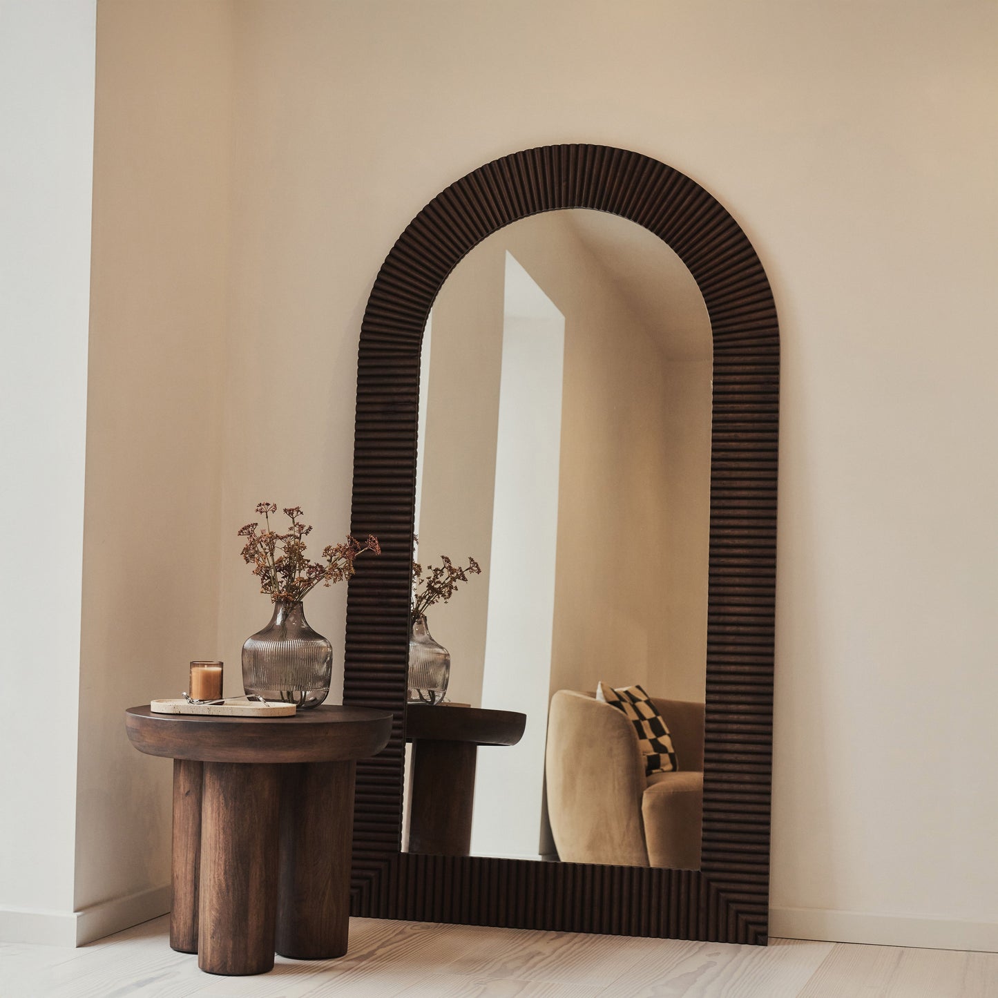 Sloane - Dark Wood Extra Large Premium Arched Mirror 180cm x 100cm