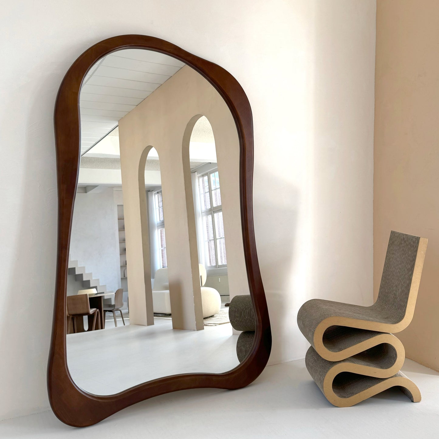 Arcurva - Extra Large Full Length Dark Wood Irregular Mirror 190cm x 120cm