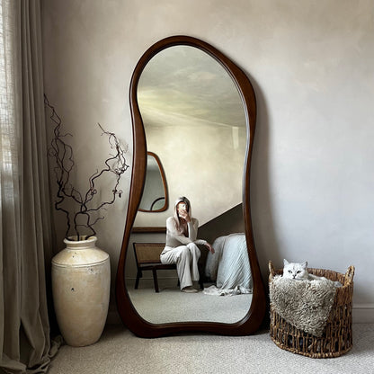 Arcurva - Large Full Length Dark Wood Irregular Mirror 170cm x 85cm