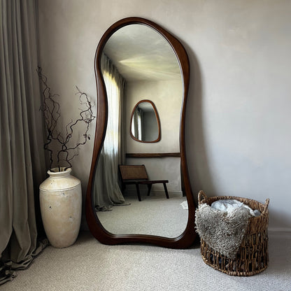 Arcurva - Large Full Length Dark Wood Irregular Mirror 170cm x 85cm