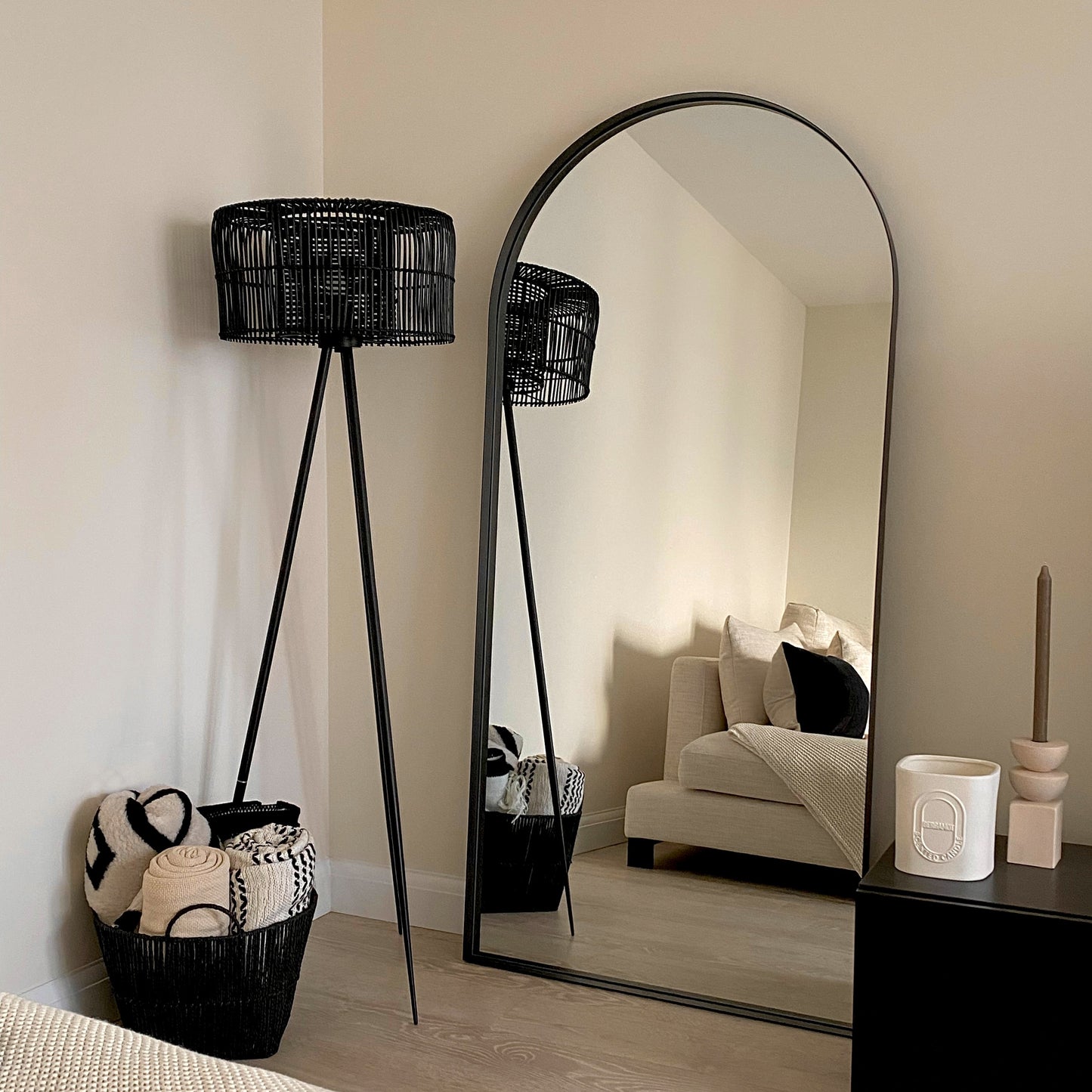 Arcus - Full Length Arched Black Large Metal Mirror 170cm x 80cm