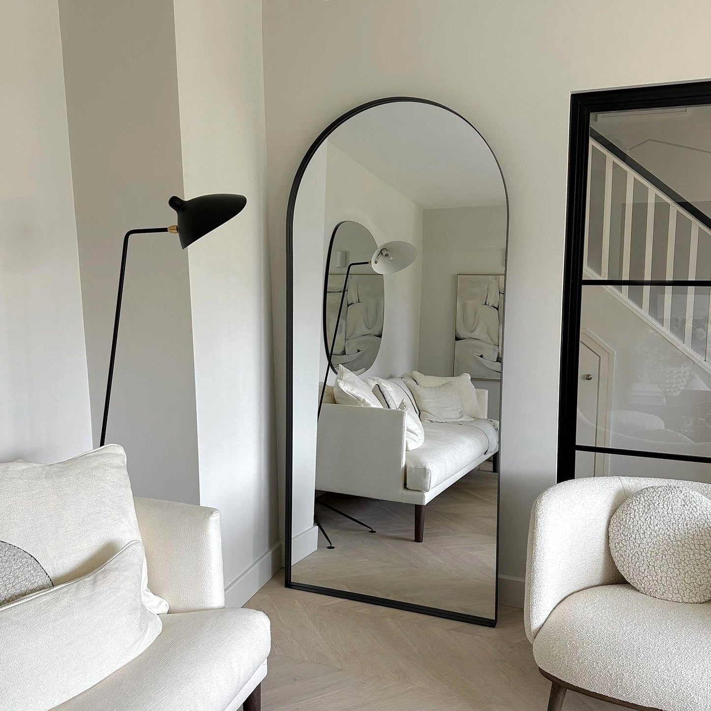 Arcus - Full Length Arched Black Extra Large Metal Mirror 200cm x 90cm