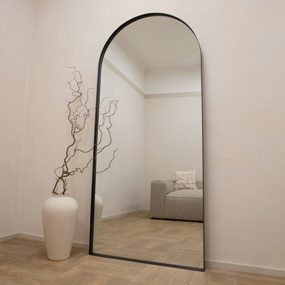 Arcus - Full Length Arched Black Extra Large Metal Mirror 200cm x 90cm
