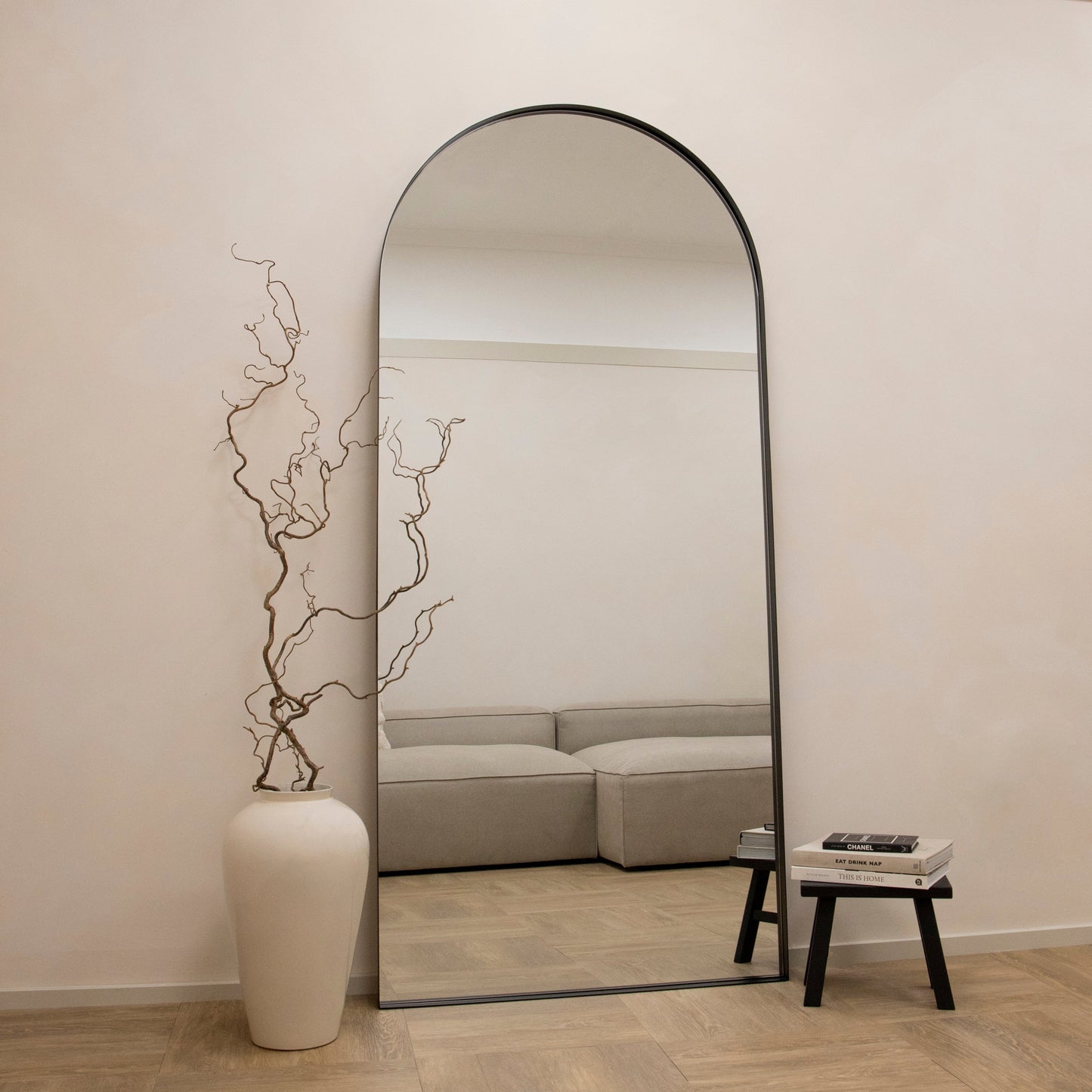 Arcus - Full Length Arched Black Extra Large Metal Mirror 200cm x 90cm