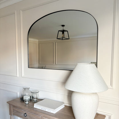 Aria - Black Metal Overmantle Wall Mirror 100cm x 70cm