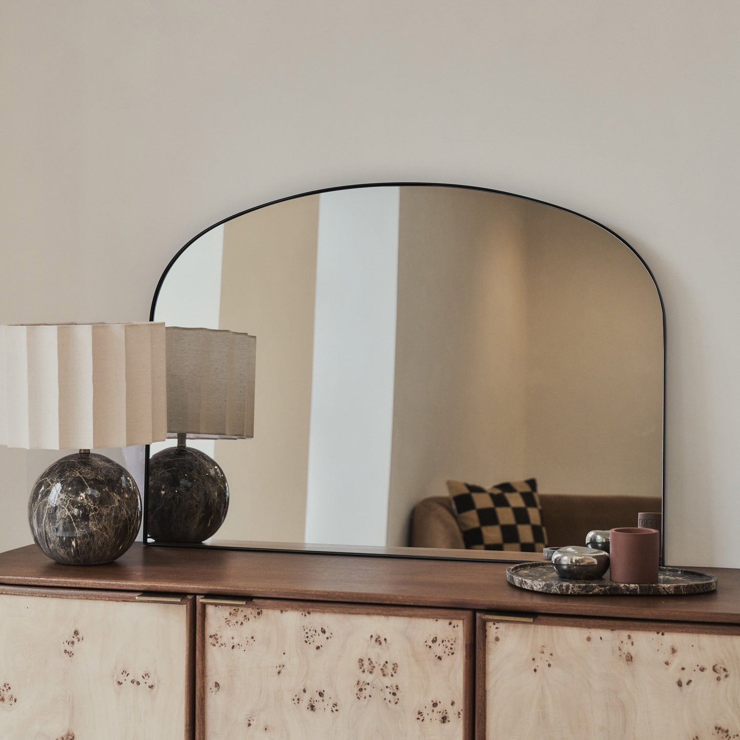 Aria - Black Metal Overmantle Wall Mirror 100cm x 70cm
