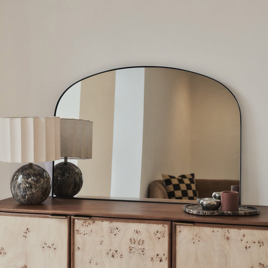 Aria - Black Metal Overmantle Wall Mirror 100cm x 70cm