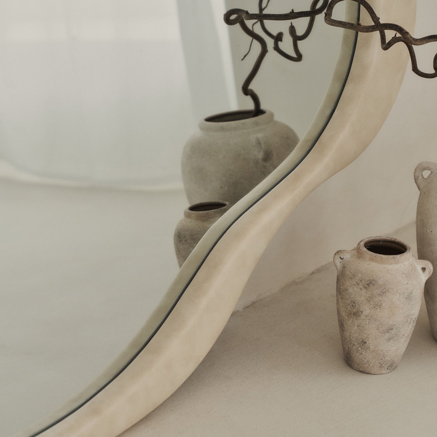 Arcurva - Large Overmantle Concrete Irregular Mirror 130cm x 80cm