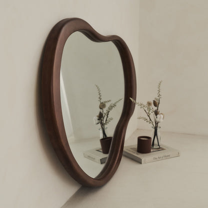 Arcurva - Large Overmantle Dark Wood Irregular Mirror 130cm x 80cm