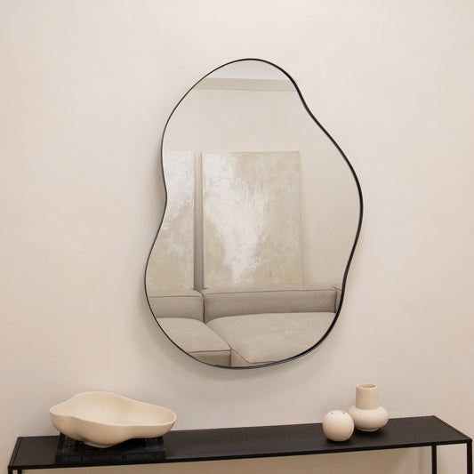 Ava - Black Pond Shaped Irregular Mirror 100cm x 70cm