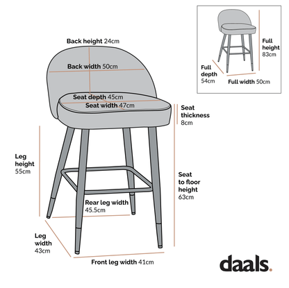 Miyae Set of 2 Pleated Teal Velvet Upholstered Counter Stools