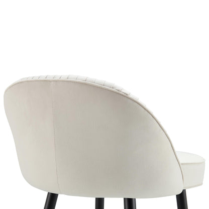 Miyae Set of 2 Pleated Champagne Beige Velvet Upholstered Counter Stools