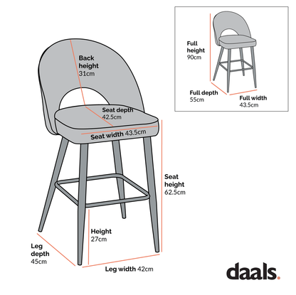 Oakley Set of 2 Champagne Velvet Upholstered Counter Stools with Contrast Piping