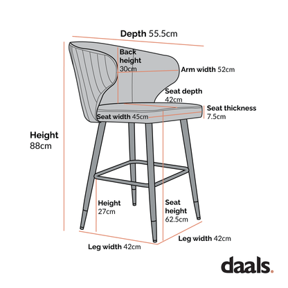 Langham Set of 2 Champagne Velvet Upholstered Carver Counter Stools
