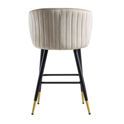 Langham Set of 2 Champagne Velvet Upholstered Carver Counter Stools