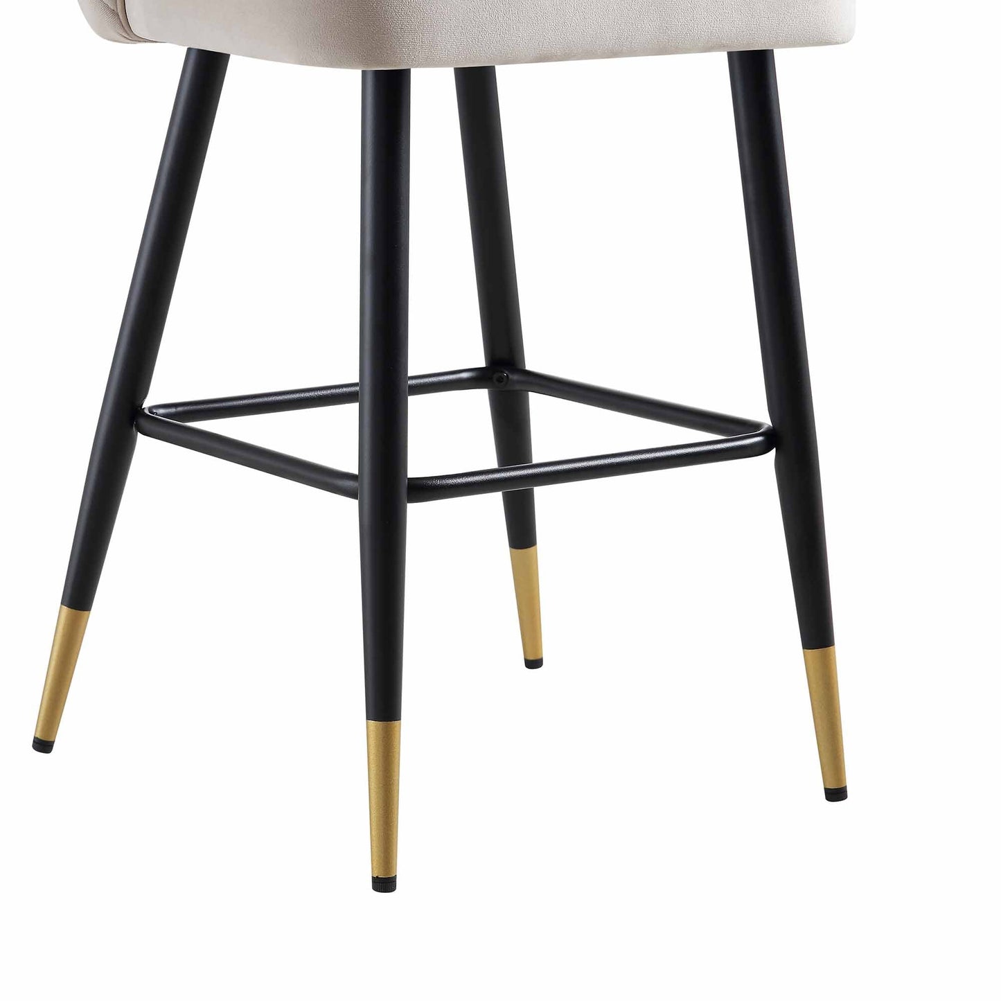 Langham Set of 2 Champagne Velvet Upholstered Carver Counter Stools