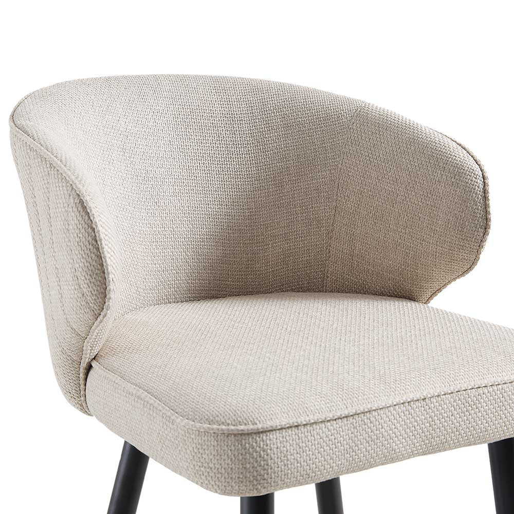 Langham Set of 2 Oatmeal Woven Fabric Upholstered Carver Counter Stools