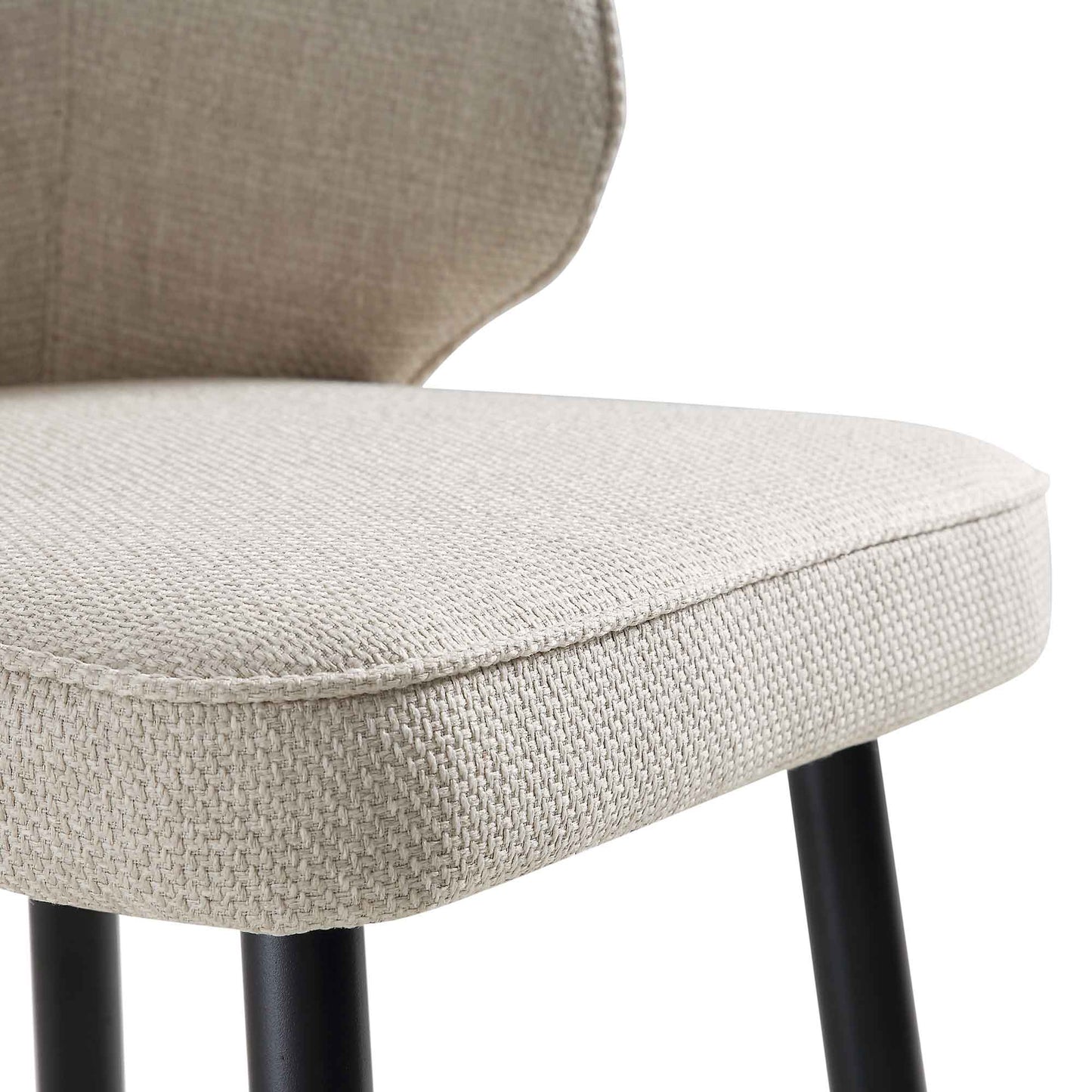 Langham Set of 2 Oatmeal Woven Fabric Upholstered Carver Counter Stools