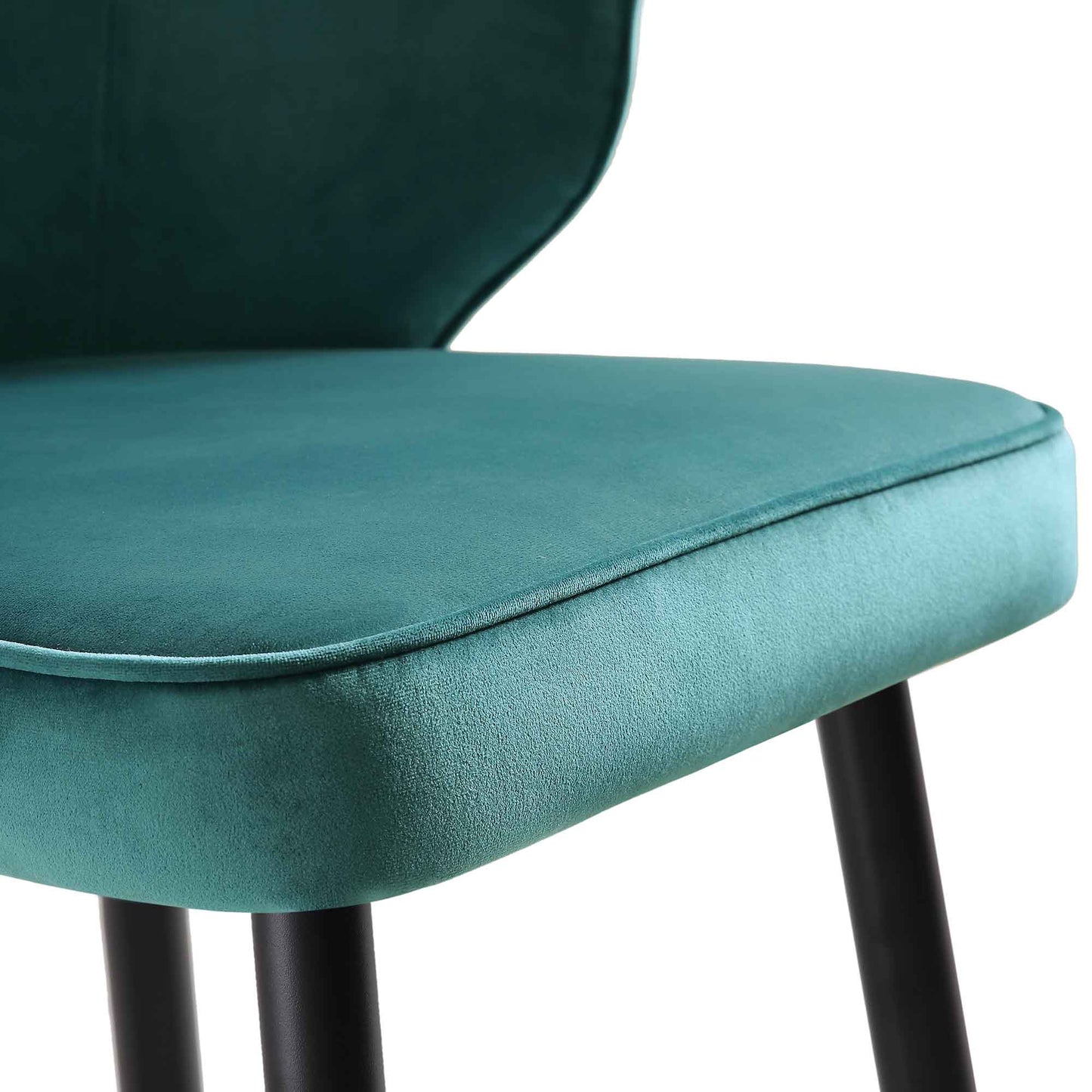 Langham Set of 2 Teal Velvet Upholstered Carver Counter Stools