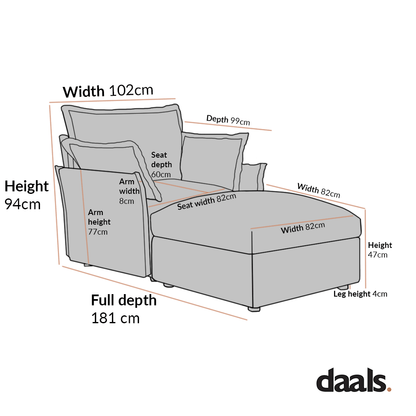 Byron Pillow Edge Moss Green Velvet Modular Sofa, 1-Seater Chaise