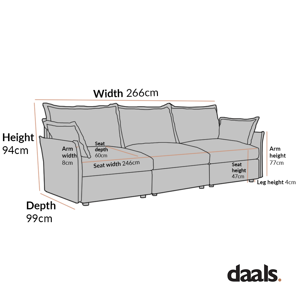 Byron Pillow Edge Mist Grey Boucle Modular Sofa, 3-Seater