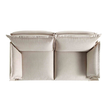 Byron Pillow Edge Beige Fabric Modular Sofa, 2-Seater