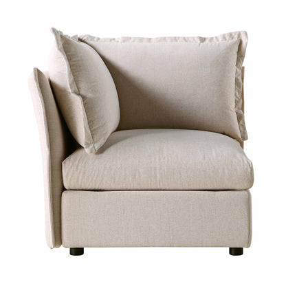 Byron Pillow Edge Beige Fabric Modular Sofa, 1-Seater Corner