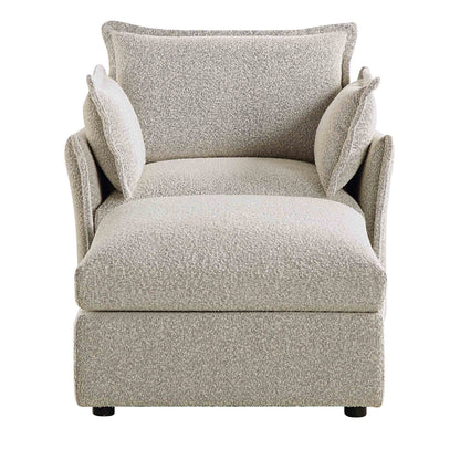 Byron Pillow Edge Mist Grey Boucle Modular Sofa, 1-Seater Chaise