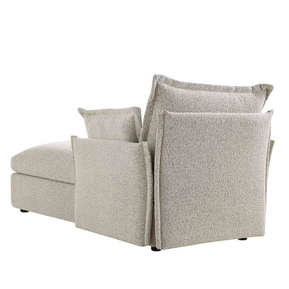 Byron Pillow Edge Mist Grey Boucle Modular Sofa, 1-Seater Chaise