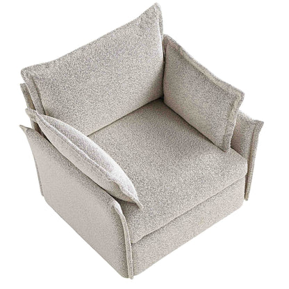 Byron Pillow Edge Mist Grey Boucle Modular Sofa, 1-Seater