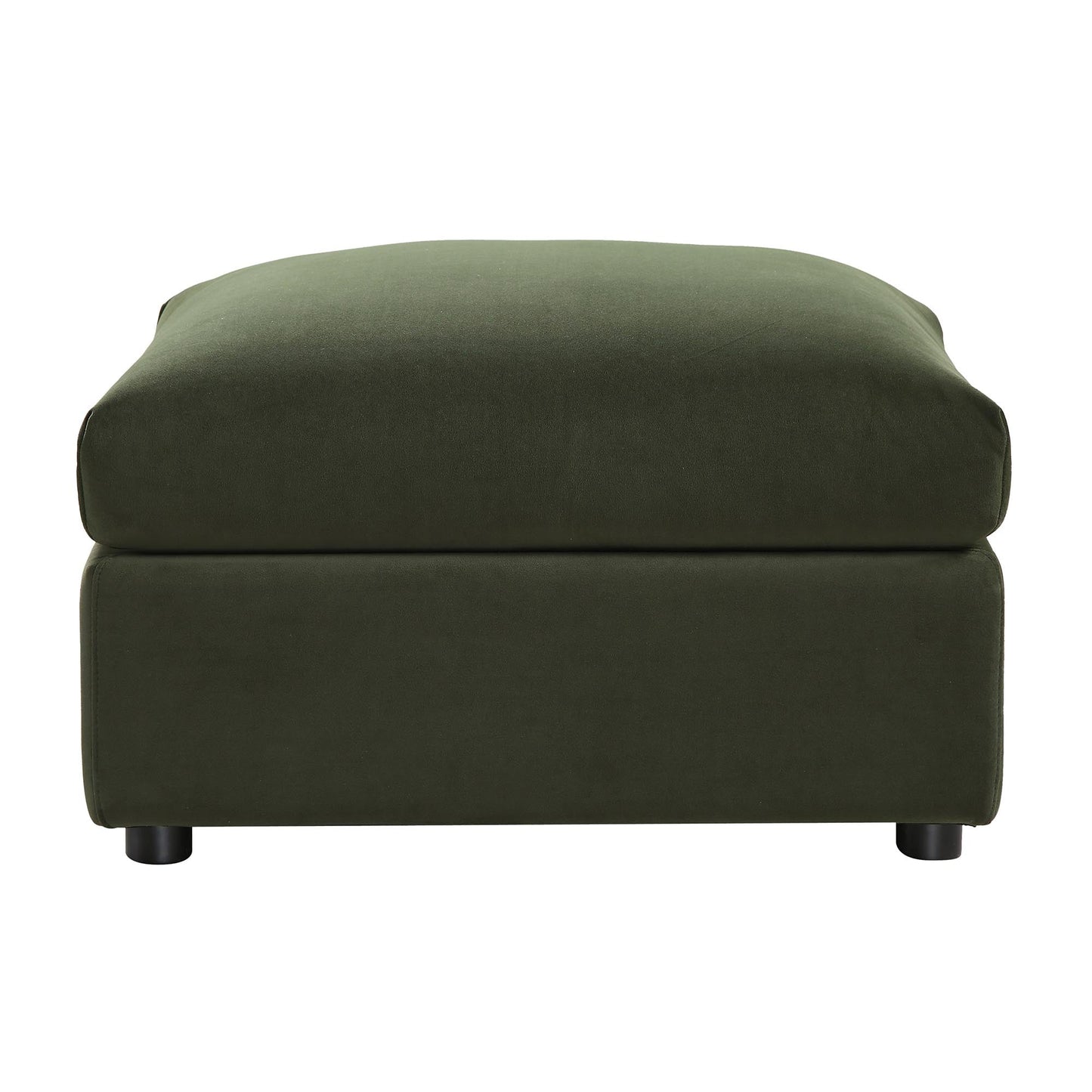 Byron Moss Green Velvet Fabric Pouffe